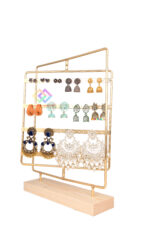 Earrings Organizer 4-Layer 80 Holes Earring Stud Holder Earring Display Stand Wooden Base Chrome Metal Finished - Image 4