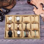 12 Watch Velvet Jewellery Drawer Organizer Tray Stackable (Jute)