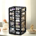Earrings Rotating Stand Jewellery Display Organiser With 240 Holes Hanging Studs Earrings, Necklaces, Bracelets, Chains (Black)