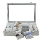 Jewelry 12-Watch/Bangle Tray Velvet Jewelry Drawer Organizer Tray With Glass Cover - Image 2