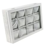 Jewelry 12-Watch/Bangle Tray Velvet Jewelry Drawer Organizer Tray With Glass Cover - Image 6