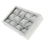 Jewelry 12-Watch/Bangle Tray Velvet Jewelry Drawer Organizer Tray With Glass Cover - Image 5