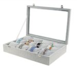 Jewelry 12-Watch/Bangle Tray Velvet Jewelry Drawer Organizer Tray With Glass Cover