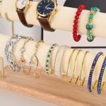 Metal Velvet 2 Roll Bangle/ bracelet Show Scrunchie Stand Stand (Beige) - Image 3