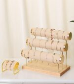 Metal Velvet 3 Roll Bangle/ bracelet Show Scrunchie Stand Stand (Beige)