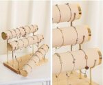 Metal Velvet 3 Roll Bangle/ bracelet Show Scrunchie Stand Stand (Beige) - Image 2
