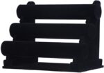 Velvet 3 Roll Velvet Black Finished Wooden Jewellery Display Stand - Image 4