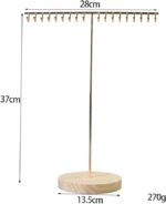 T Shape Metal Gold Chrome Finished Wooden Jewellery Display Stand (16 Inch) - Image 2