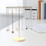 T Shape Metal Gold Chrome Finished Wooden Jewellery Display Stand (16 Inch)