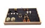 Wooden Earring Velvet Jewelry Drawer Organizer Tray Stackable - Image 2
