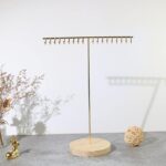 T Shape Metal Gold Chrome Finished Wooden Jewellery Display Stand (16 Inch) - Image 5