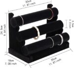 Velvet 3 Roll Velvet Black Finished Wooden Jewellery Display Stand - Image 5