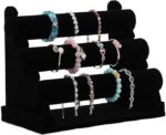Velvet 3 Roll Velvet Black Finished Wooden Jewellery Display Stand - Image 2
