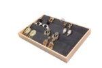 Wooden Earring Velvet Jewelry Drawer Organizer Tray Stackable