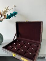 Pendent Heavy Leather Velvet Storage Box, Display Box (12) (Brown) - Image 3