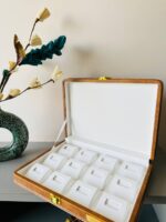 Ring Heavy Leather Velvet Storage Box, Display Box (12) (Yellow-White) - Image 2