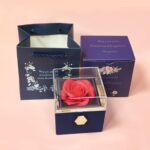 Creative 360 Degree Rotatable Preserved Real Rose Jewelry Ring Box For Proposal, Wedding, Ceremony Gift, Necklace Jewelry Case Gift Boxes For Birthday - Image 2