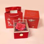 Creative 360 Degree Rotatable Preserved Real Rose Jewelry Ring Box For Proposal, Wedding, Ceremony Gift, Necklace Jewelry Case Gift Boxes For Birthday - Image 9