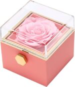 Creative 360 Degree Rotatable Preserved Real Rose Jewelry Ring Box For Proposal, Wedding, Ceremony Gift, Necklace Jewelry Case Gift Boxes For Birthday - Image 8