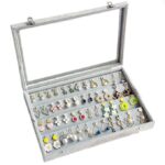Glass Lid Necklace Organizer Box Earring Velvet Jewelry Tray