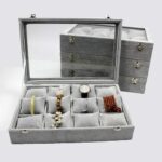 Glass Lid Necklace Organizer Box 12 Pillow Watch/Bangle  Velvet Jewelry Tray - Image 4