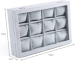 Glass Lid Necklace Organizer Box 12 Pillow Watch/Bangle  Velvet Jewelry Tray - Image 5