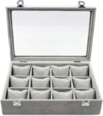 Glass Lid Necklace Organizer Box 12 Pillow Watch/Bangle  Velvet Jewelry Tray - Image 6