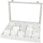 Glass Lid Necklace Organizer Box 15 P-Set Necklace Card Velvet Jewelry Tray