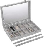Glass Lid Necklace Organizer Box 24 Grid Velvet Jewelry Tray - Image 5