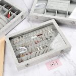 Glass Lid Necklace Organizer Box Earring Velvet Jewelry Tray - Image 3