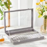 Glass Lid Necklace Organizer Box 20 Chain/Necklace/Bracelet Velvet Jewelry Tray