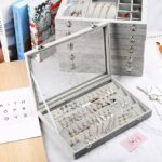 Glass Lid Necklace Organizer Box Earring Velvet Jewelry Tray - Image 5