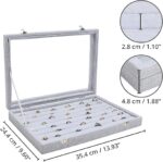 Glass Lid Necklace Organizer Box 100 Ring Velvet Jewelry Tray - Image 2