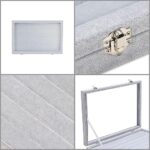 Glass Lid Necklace Organizer Box 100 Ring Velvet Jewelry Tray - Image 4