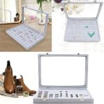 Glass Lid Necklace Organizer Box 100 Ring Velvet Jewelry Tray - Image 7