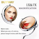 Round Steel Heavy Makeup Mirror Glass Table top Vanity Mirror on Stand - Image 5