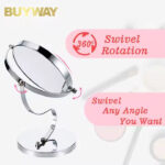 Round Steel Heavy Makeup Mirror Glass Table top Vanity Mirror on Stand - Image 4