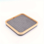 Golden Bamboo Ring Square Jewelry Display Tray, Earring Ring Display, (Grey)