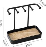 Metal-Bamboo Multi-Tier Jewelry Organizer, Earring/Chain Bracelet Showcase (Bamboo Black 5 Hook) - Image 3