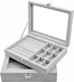 24 Grid + Ring Velvet Jewellery Storage Display For (Grey) - Image 6