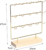 Metal-Bamboo Multi-Tier Jewelry Organizer, Earring/Chain Bracelet Showcase (Bamboo Metal 15 Hook) - Image 5