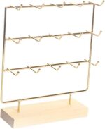 Metal-Bamboo Multi-Tier Jewelry Organizer, Earring/Chain Bracelet Showcase (Bamboo Metal 15 Hook) - Image 7