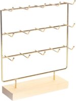 Metal-Bamboo Multi-Tier Jewelry Organizer, Earring/Chain Bracelet Showcase (Bamboo Metal 15 Hook) - Image 6