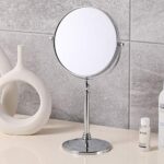 Round Steel Heavy Makeup Mirror Glass Table top Vanity Mirror on Stand