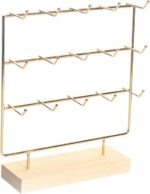 Metal-Bamboo Multi-Tier Jewelry Organizer, Earring/Chain Bracelet Showcase (Bamboo Metal 15 Hook) - Image 4