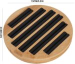 Bamboo Wood Ring Earrings Display Trays Stand Showcase, PU Ring Organizer Plate (Bamboo Round Tray) - Image 9