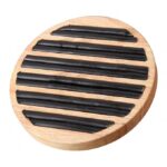 Bamboo Wood Ring Earrings Display Trays Stand Showcase, PU Ring Organizer Plate (Bamboo Round Tray) - Image 4