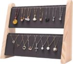 Multi-Tier Jewelry Organizer for Chain, Necklace, Bracelets, Showcase (Grey, Bamboo 2 Layer Chain Stand) - Image 9