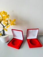 Velvet Jewellery Coin Box, Combo of 5 Pcs, (50-100 Gram) Red - Image 2