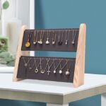 Multi-Tier Jewelry Organizer for Chain, Necklace, Bracelets, Showcase (Grey, Bamboo 2 Layer Chain Stand)